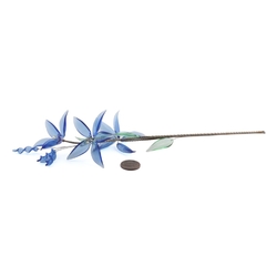 Czech handcrafted lampwork glass bead blue flower stem decoration