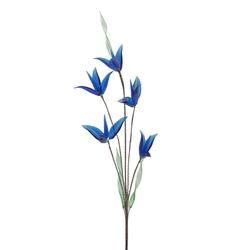 Czech handcrafted lampwork glass bead cobalt blue flower stem decoration