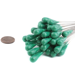 Czech lampwork green marble teardrop glass earring headpin glass bead (1 bead)