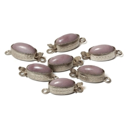 Lot (7) Vintage Czech 1 strand pink oval glass cabochon necklace clasps signed