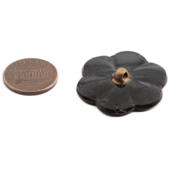 Antique 1880's Czech black flower glass button 32mm