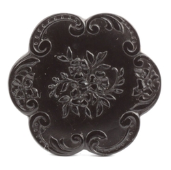 Antique 1880's Czech black flower glass button 32mm