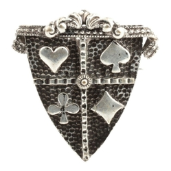 Vintage Czech hand crafted silver metal heraldic shield pin brooch