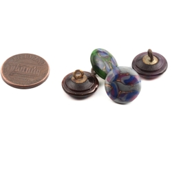 Lot (4) Antique Victorian Czech millefiori lampwork glass buttons 14mm