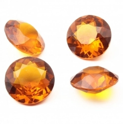 Lot (4) Czech antique round faceted topaz glass rhinestones 24mm 