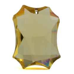 Czech antique hand cut citrine yellow octagon pendant glass bead 26mm
