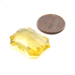 Czech antique hand cut citrine yellow octagon pendant glass bead 26mm