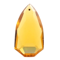 Czech rare antique hand cut topaz shield pendant glass bead 36mm