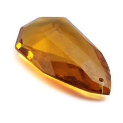 Czech rare antique hand cut topaz shield pendant glass bead 36mm
