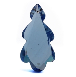 Czech antique hand cut Sapphire blue leaf pendant glass bead 30mm