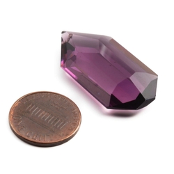 Czech antique hand cut amethyst purple heptagon pendant glass bead 34mm
