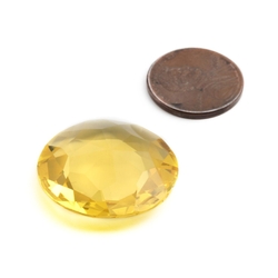 Large Czech antique hand brilliant cut citrine yellow round glass rhinestone 27mm