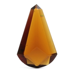 Large Czech antique hand cut amber topaz teardrop glass rhinestone 40x25mm