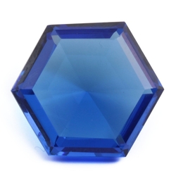 Large Czech antique hand cut sapphire blue hexagon glass rhinestone 21mm