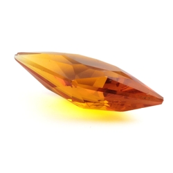 Large Czech antique hand cut amber topaz lozenge rhombus glass rhinestone 33x16mm