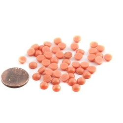 Lot (50) Vintage Czech orange round glass cabochons 6mm