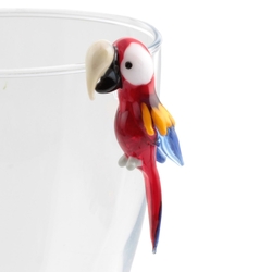 Czech lampwork glass Ara Parrot cocktail wine glass decoration ornament