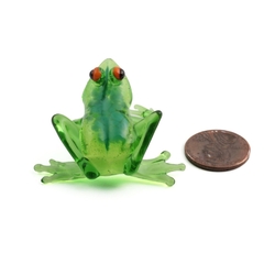 Czech lampwork glass green frog figurine ornament gift