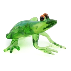 Czech lampwork glass green frog figurine ornament gift