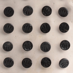 Card (24) antique Victorian Czech wheat head farming dimi black glass buttons 12mm