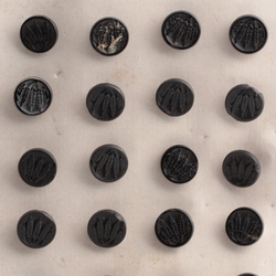 Card (24) antique Victorian Czech wheat head farming dimi black glass buttons 12mm