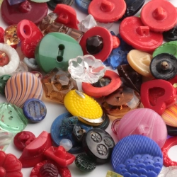 Lot antique Czech assorted glass buttons floral cabochon findings (120)