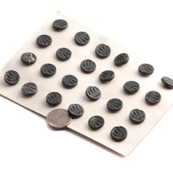 Card (24) antique Victorian Czech wheat head farming dimi black glass buttons 12mm