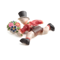 Vintage celluloid pin brooch boy with flowers