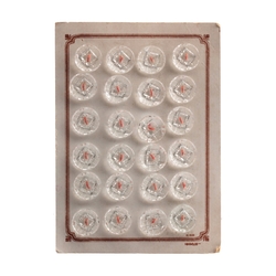 Card (24) vintage Czech crystal clear small glass buttons 14mm
