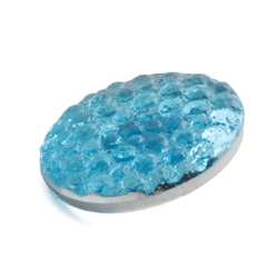 Vintage Czech honeycomb pattern silver mirrored blue glass button 27mm