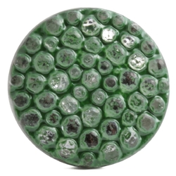 Vintage Czech abstract bumpy silver mirrored green glass button 27mm