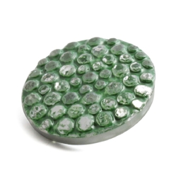 Vintage Czech abstract bumpy silver mirrored green glass button 27mm