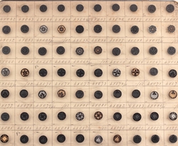 Victorian 1890's Sample card (140) Czech antique dimi small glass buttons