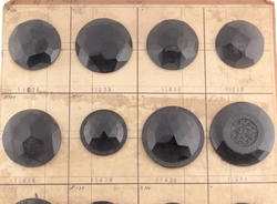 1924 sample card (20) extra large Czech antique Art Deco geometric jet black glass buttons