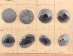 1924 sample card (20) extra large Czech antique Art Deco geometric jet black glass buttons