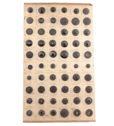 1927 sample card (60) Czech antique Art Deco geometric floral jet black lacy glass buttons