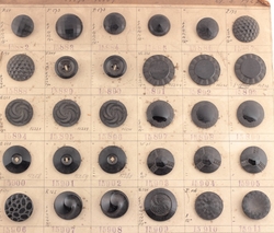 1927 sample card (60) Czech antique Art Deco geometric floral jet black lacy glass buttons