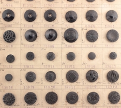 1927 sample card (60) Czech antique Art Deco geometric floral jet black lacy glass buttons