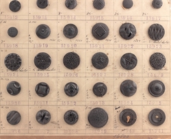 1927 sample card (60) Czech antique Art Deco geometric floral jet black lacy glass buttons