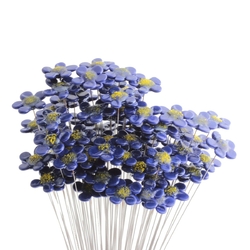 Czech lampwork blue glass flower earring headpin glass bead (1 bead)