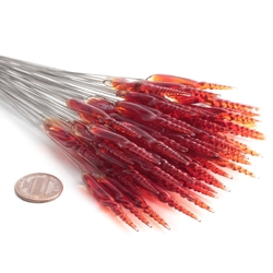 Czech lampwork amber red glass flower spike earring headpin glass bead (1 bead)
