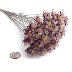 Czech lampwork transparent purple glass flower earring headpin glass bead (1 bead)