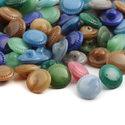 Lot (115) Czech vintage satin moonglow glass buttons 10mm