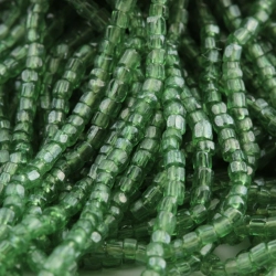 Hank (8000) Czech vintage 30s green lustre faceted seed glass beads 15bpi