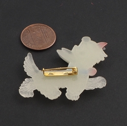 Vintage early celluloid pin brooch glow in the dark Scottie dog