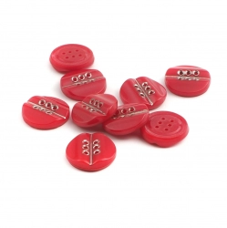 Lot (9) Vintage Czech silver lustre red glass buttons 18mm Art Deco