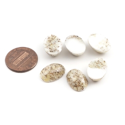 Lot (6) Czech vintage oval matrix marble glass cabochons 16x11mm 