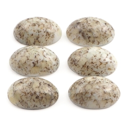 Lot (6) Czech vintage oval matrix marble glass cabochons 16x11mm 