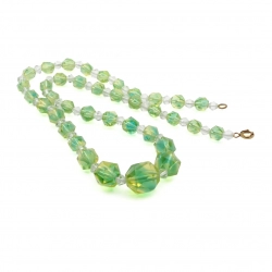 Vintage Czech Art Deco necklace rare Uranium faceted glass beads