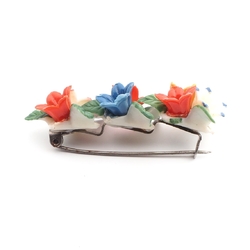 Vintage 1930's hand painted celluloid flower pin brooch